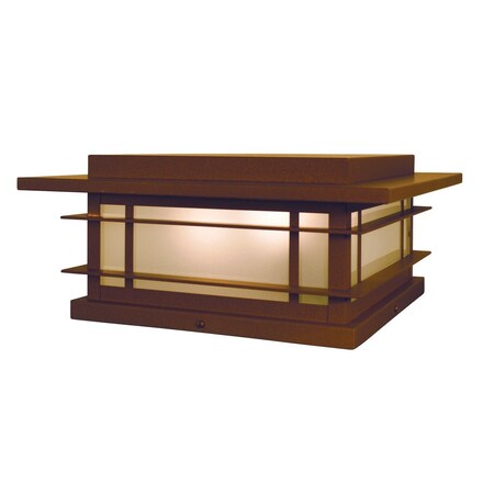 Arroyo Craftsman 15" Oak Park Column Mount, Antique Brass, Cream Glass OPC-15CR-AB